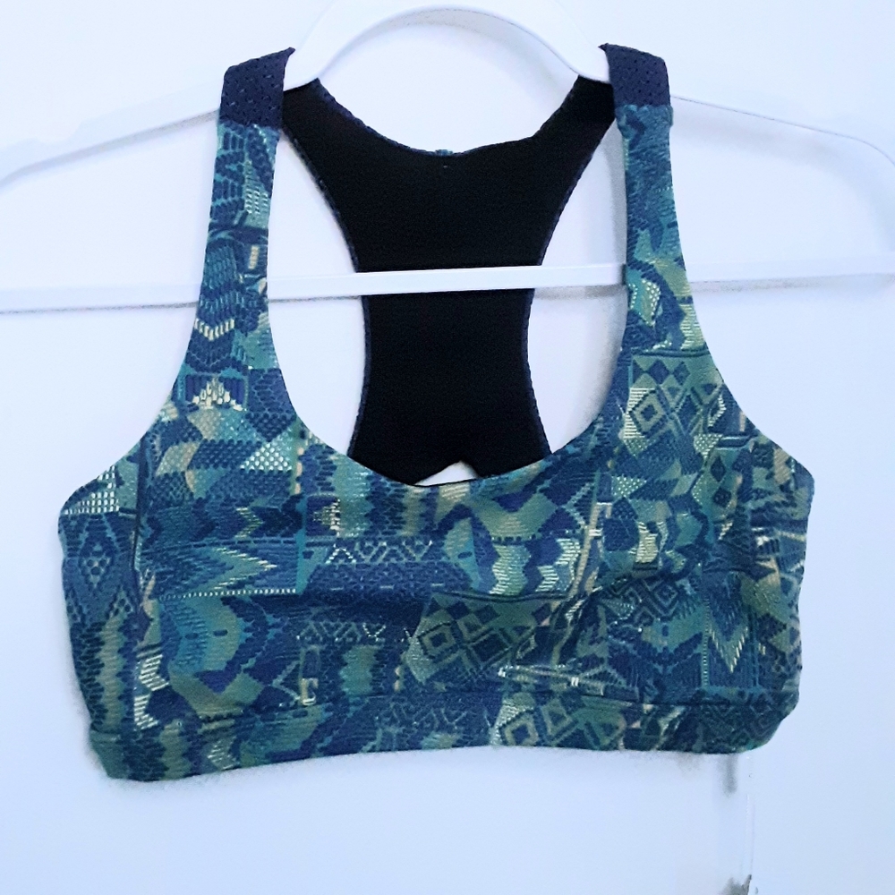 💎Liquido Blue/Green/Gold Mesh Back T-Strap Sports Bra/Bikini Top Size Juniors Lg